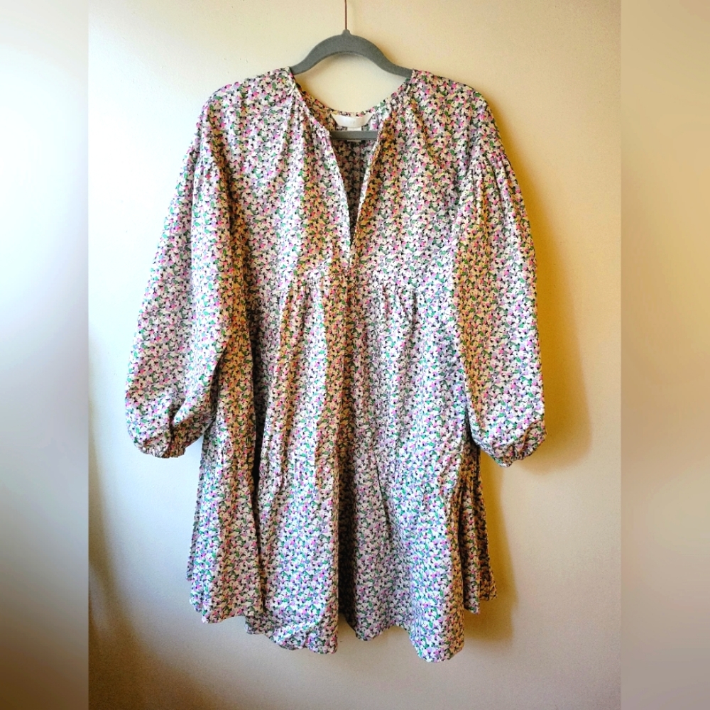 H&M Romantic Voluminous Puffsleeve Babydoll Floral Prarie Dress